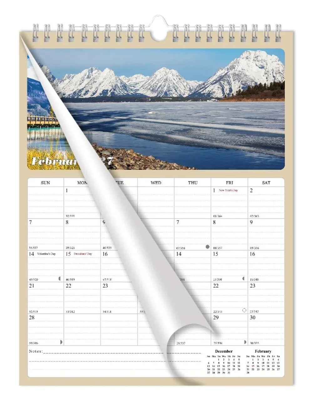 2027 Wall Calendar Spiral-bound Twin - 12 Months Planner 8.5